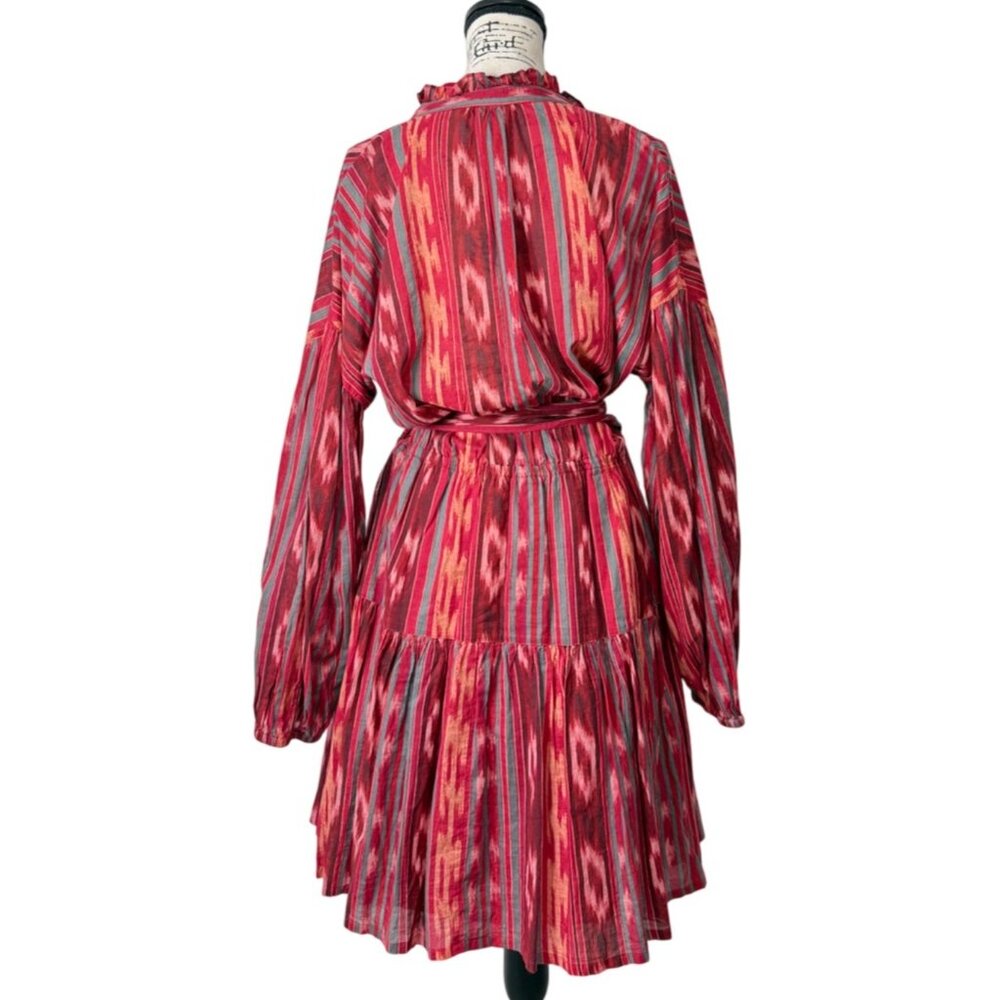 Lauren Ralph Lauren Black Label Dress Geo-Stripe Belted Cotton Voile Dress Sz 12 - Picture 4 of 9